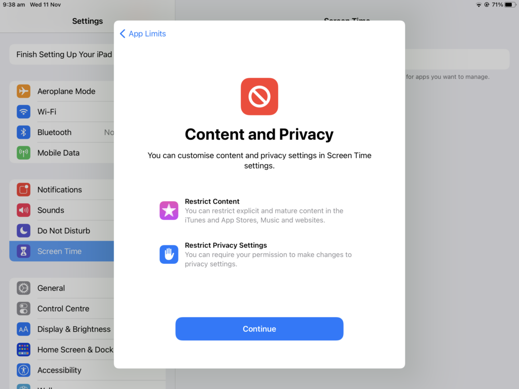 Content and Privacy Settings